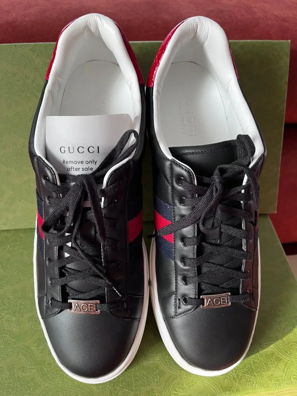 New Gucci Ace web-trim Leather Sneakers Men's Size US11.5 / UK11